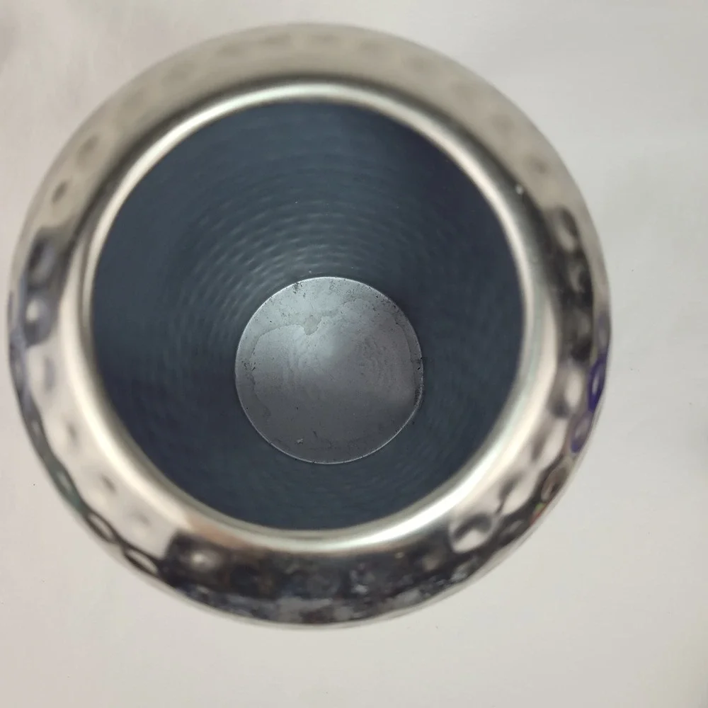 Hammered Silver Metal Vase Modern Dimpled Decorative Floral Urn